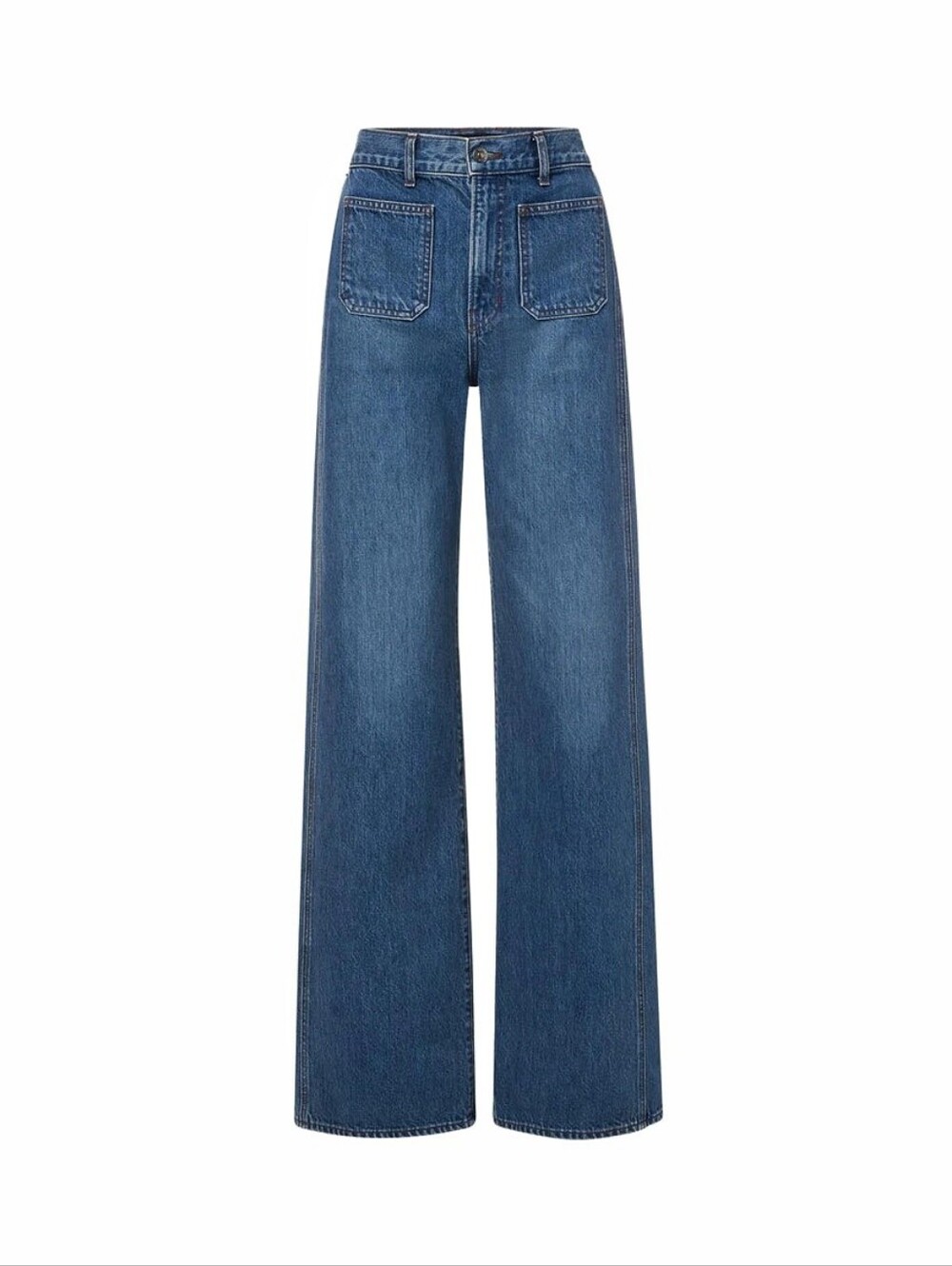 Veronica Beard Patch Pocket 70s Wide Leg Denim Jeans - Picture 3 of 8